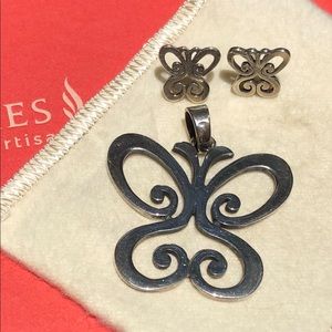 James Avery Spring Butterfly pendent/earring set